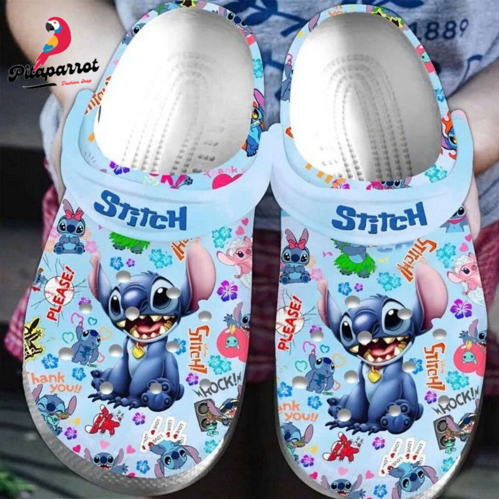 Cute Stitch And Stitch Icon Blue Clogs For Kids And Adults Cute Stitch And Stitch Icon Blue Clogs For Kids And Adults