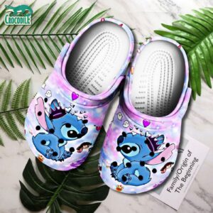Cute Stitch Wear A Crown Pastel Colorful Cloud Clogs For Kids & Adults