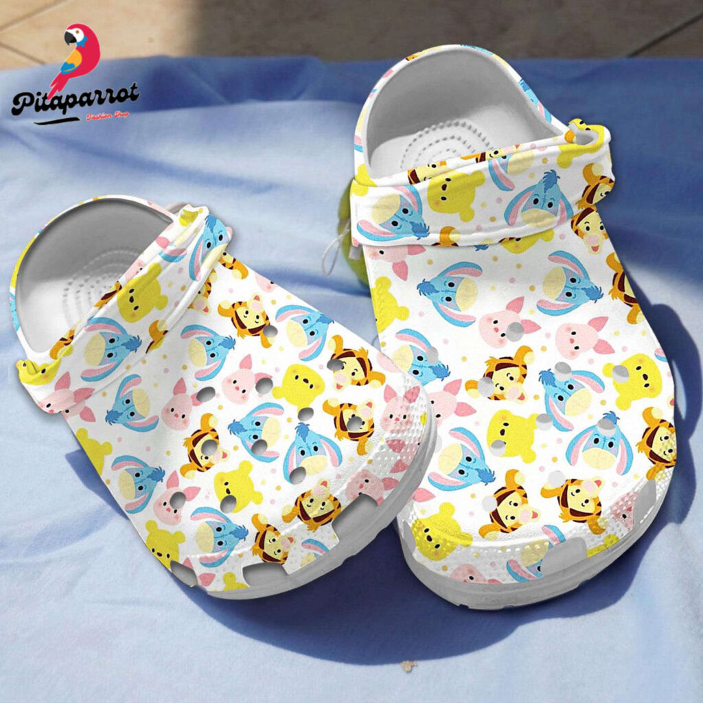 Cute Winnie The Pooh Cartoon Characters Pattern Clogs for Kids and Adults – Stylish and Comfortable Footwear for All Ages!