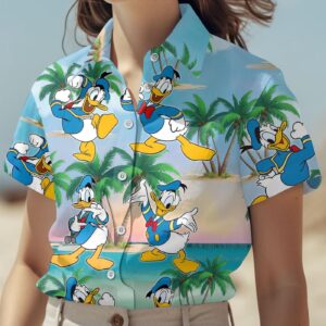 Disney Donald Duck Aloha Floral Button Shirt – Perfect Magic Kingdom Outfit for Men!