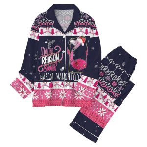 Flamingo I’m The Reason Santa Pajamas Set