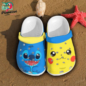 Funny Face Stitch And Pokemon Blue And Yellow Clogs For Kids & Adults