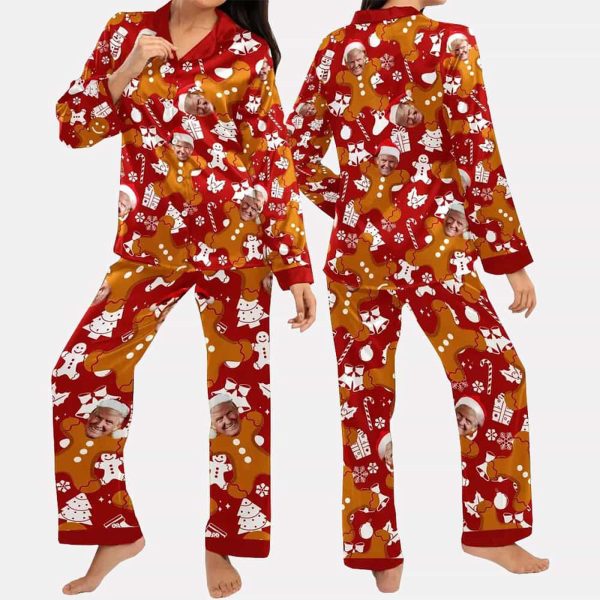 Gingerbread Trump Face Christmas Pajamas Set
