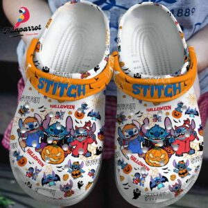 Happy Halloween Loli And Stitch Orange Clogs For Kids & Adults