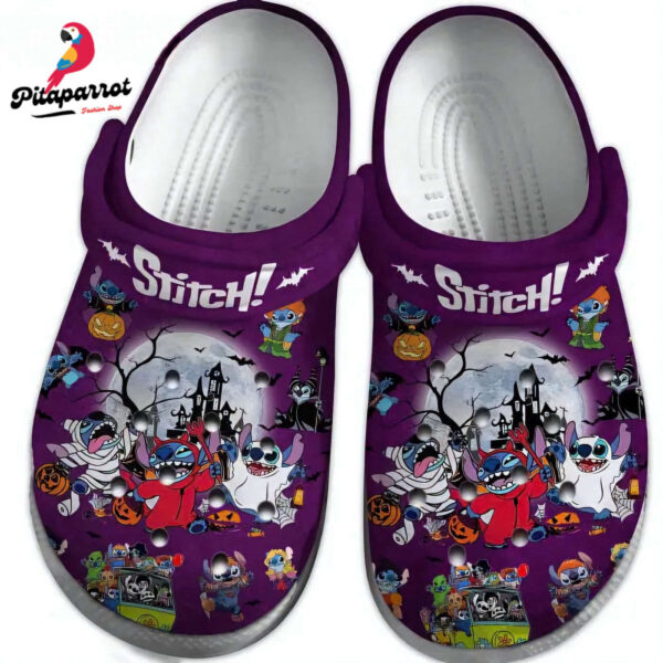 Happy Halloween Stitch Violet Clogs For Kids & Adults