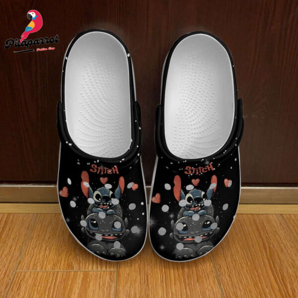 Happy Stitch And Toothless Black Clogs For Kids And Adults