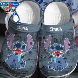 Happy Stitch Dack Blue With Faded Pattern Clogs For Kids & Adults
