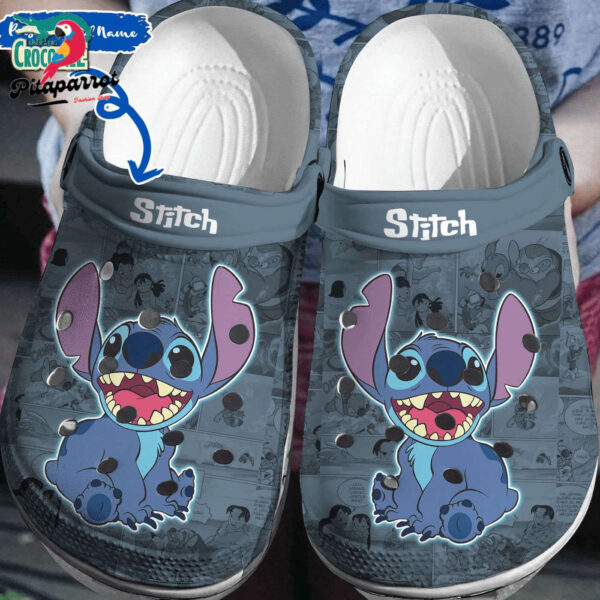 Happy Stitch Dack Blue With Faded Pattern Clogs For Kids & Adults