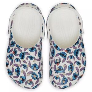 Happy Stitch Icon White Clogs For Kids & Adults