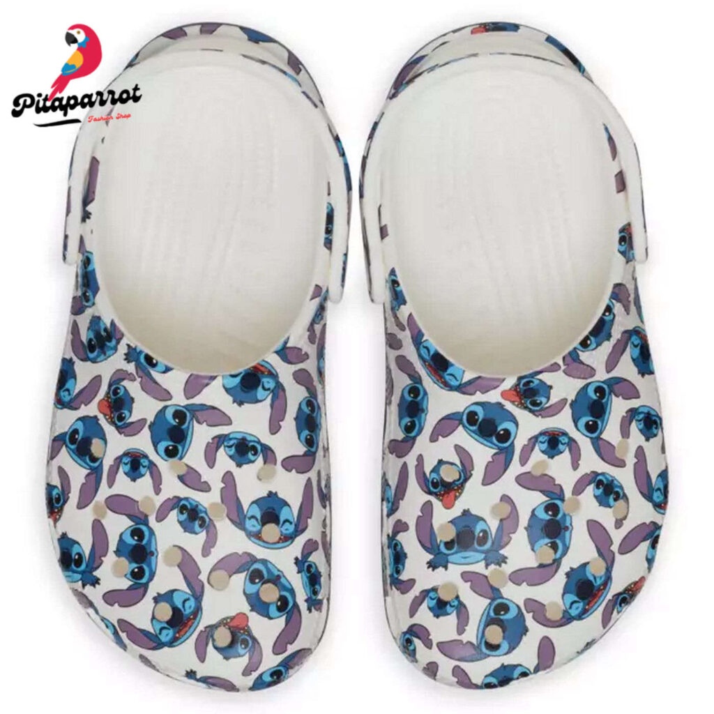 Happy Stitch Icon White Clogs For Kids & Adults Happy Stitch Icon White Clogs For Kids & Adults