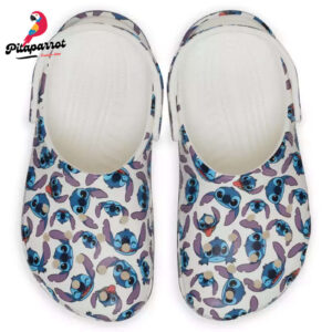 Happy Stitch Icon White Clogs For Kids & Adults