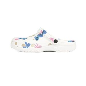 Happy Stitch White With Flower And Leaves Clogs For Kids & Adults 3