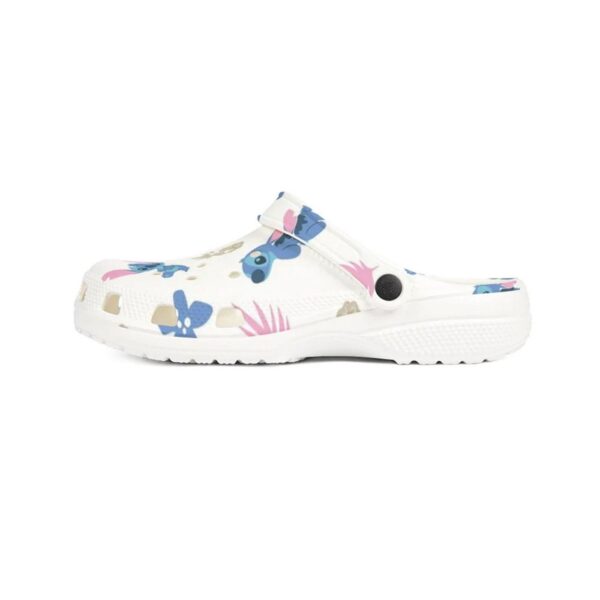 Happy Stitch White With Flower And Leaves Clogs For Kids & Adults