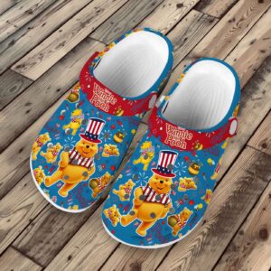 Fun and Stylish Happy USA Winnie The Pooh and Red Clogs for Kids and Adults 3