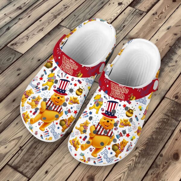 Playful USA Winnie The Pooh White & Red Clogs for Kids & Adults – Fun & Comfortable Footwear for All Ages!