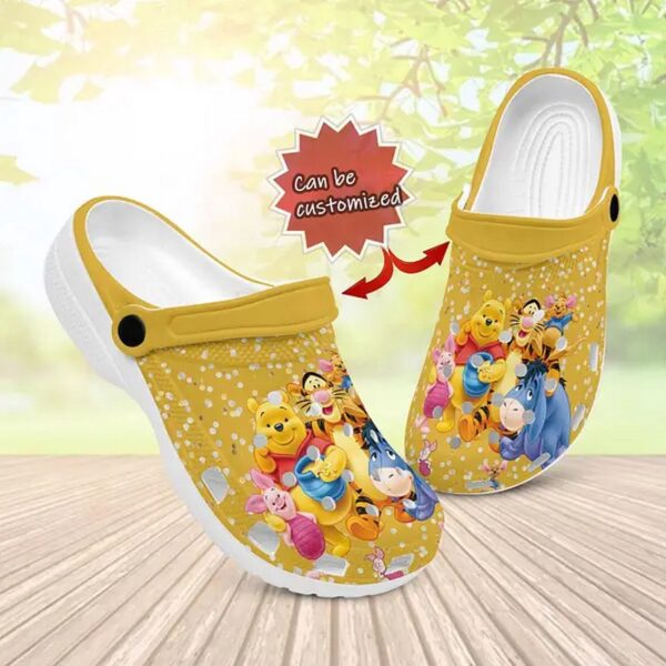 Playful Winnie The Pooh and Friends Clogs: Vibrant Orange with Polka Dots for Kids and Adults
