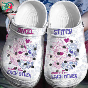Hug Warm Stitch And Angel  White With Flower Clogs For Kids & Adults