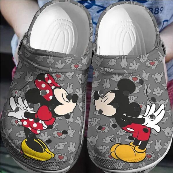 I Love You Mickey And Minnie Mouse Gray Clogs For Men Women