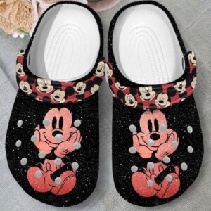 Little Happiness Mickey Mouse Twinkle Dark Pink Clogs For Men Women