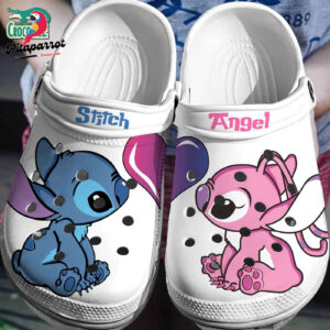 Love Eyes Stitch And Angle White Clogs For Kids & Adults