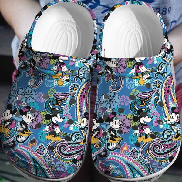 Mandala Pattern Space Mickey And Minnie Mouse Blue Clogs For Men Women