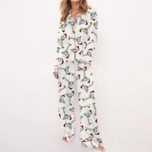 Martini Christmas Satin Pajama Set Gift for Women