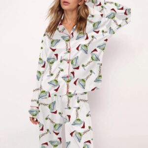 Martini Christmas Satin Pajama Set Gift for Women