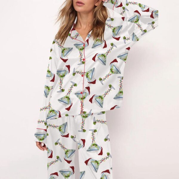 Martini Christmas Satin Pajama Set Gift for Women