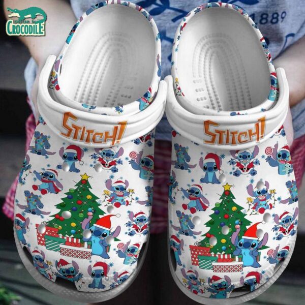 Merry Christmas Stitch White Clogs For Kids & Adults