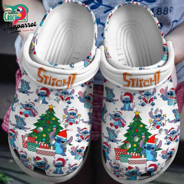 Merry Christmas Stitch White Clogs For Kids & Adults