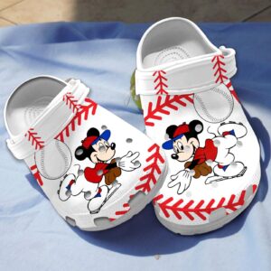 Mickey Mouse Loves Playing Baseball White Classic White Clogs