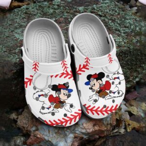 Mickey Mouse Loves Playing Baseball White Classic White Clogs