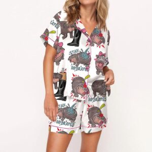 Moo Deng Satin Pajama Set Gift for Women