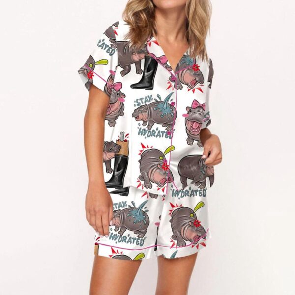 Moo Deng Satin Pajama Set Gift for Women