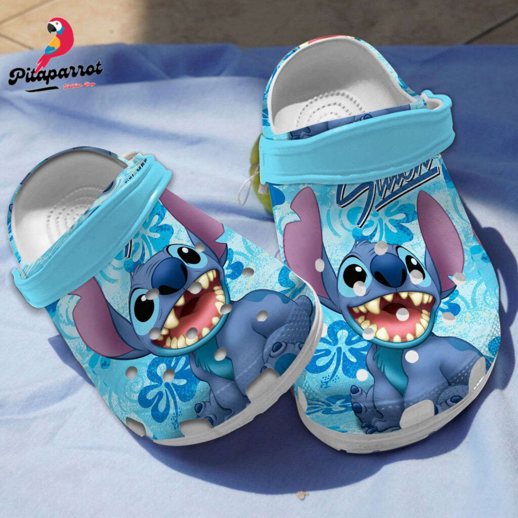 New Design Happy Stitch Cartoon Blue Clogs For Kids & Adults New Design Happy Stitch Cartoon Blue Clogs For Kids & Adults