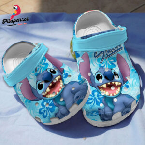 New Design Happy Stitch Cartoon Blue Clogs For Kids & Adults