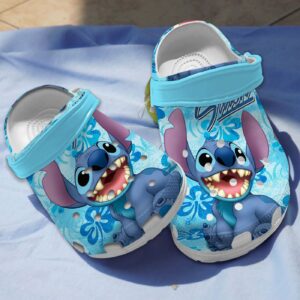 New Design Happy Stitch Cartoon Blue Clogs For Kids & Adults