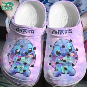 Ohana Stitch And Stuffed Animal Pastel Purple Cloud Clogs For Kids & Adults