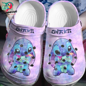 Ohana Stitch And Stuffed Animal Pastel Purple Cloud Clogs For Kids & Adults