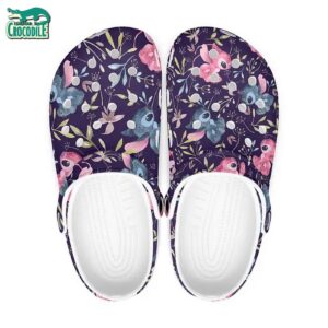 Pattern Stitch An Angel With Flower And Leave Black Clogs For Kids & Adults