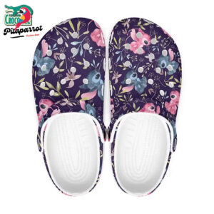 Pattern Stitch An Angel With Flower And Leave Black Clogs For Kids & Adults