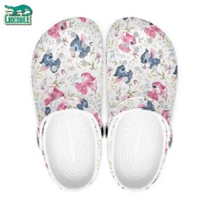Pattern Stitch And Angel And Flower White Clogs For Kids & Adults