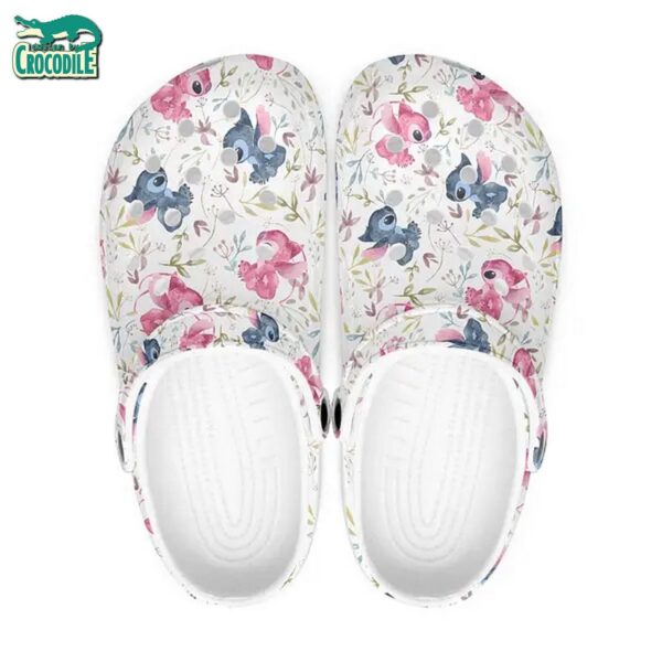 Pattern Stitch And Angel And Flower White Clogs For Kids & Adults