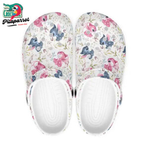 Pattern Stitch And Angel And Flower White Clogs For Kids & Adults