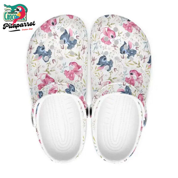 Pattern Stitch And Angel And Flower White Clogs For Kids & Adults