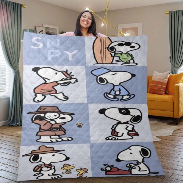 Peanuts Snoopy Gifts Lover Quilt Blanket, Peanuts Snoopy Funny Cartoon Quilt Blanket