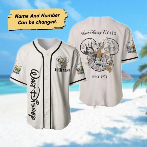 Customized Family World Since 71 Baseball & Mickey Mouse Castle Basketball Jersey – Perfect Magic Kingdom Birthday Gift for Kids!