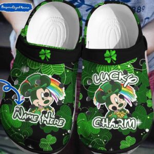 Personalized Mickey Mouse And Lucky Charm Clogs, Happy St. Patrick’s Day Clogs