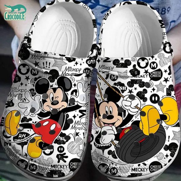 Play With Swing Mickey Mouse White Clogs For Men Women