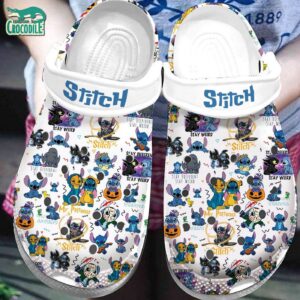Stitch And Funny Friends White Clogs For Kids & Adults